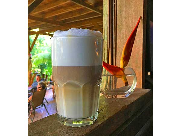 Coffee latte or capuccino available at Cascada Verde, family hostel by the waterfall in Uvita, Costa Rica