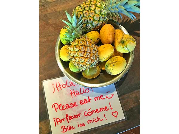 Sometimes we have free fruit at Cascada Verde, family hostel by the waterfall in Uvita, Costa Rica