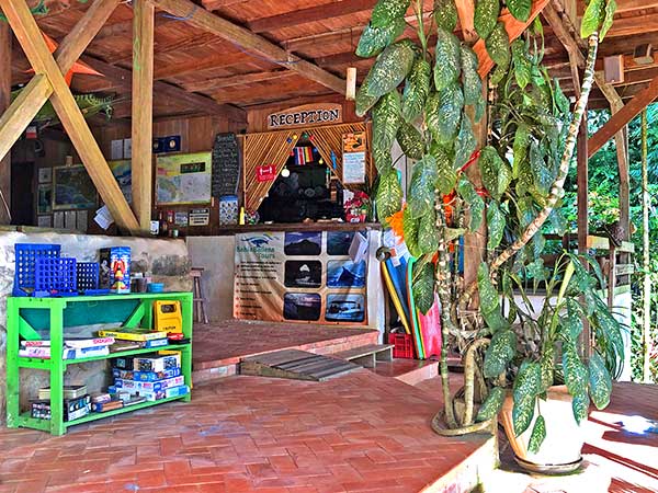 Reception area, games, terrace at Cascada Verde hostel in Uvita, Costa Rica